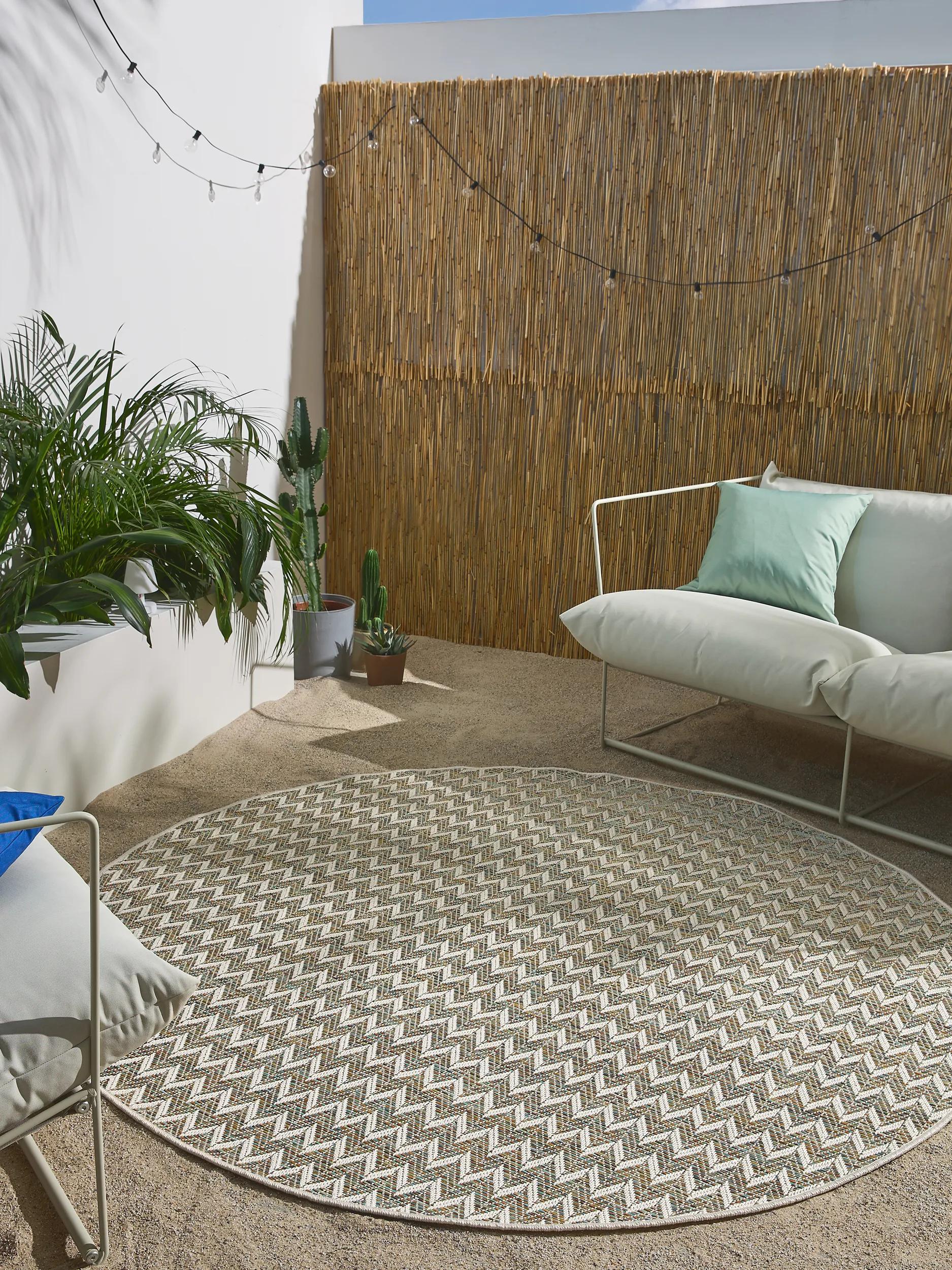 In- & Outdoor Rundteppich Agra Blau/Creme 60007967-222104 In- & Outdoor Rundteppich Agra Blau/Creme 60007967-222104 – Bild 2