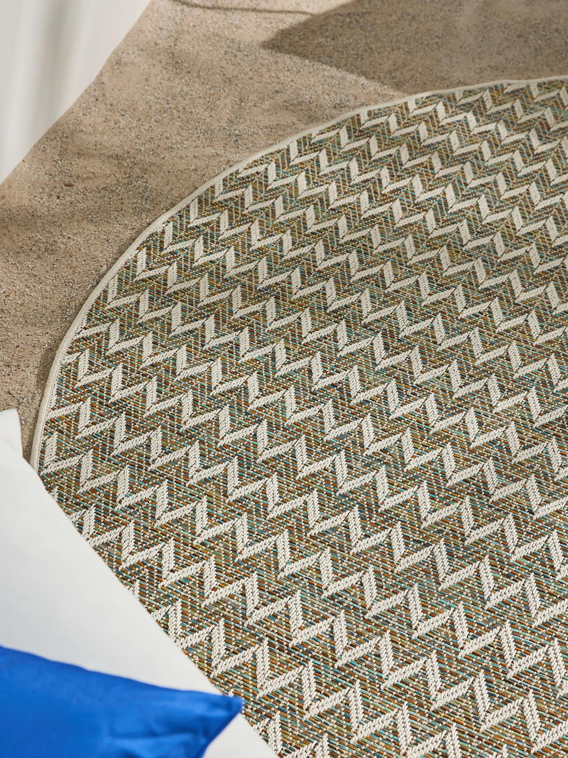 In- & Outdoor Rundteppich Agra Blau/Creme 60007967-222104 In- & Outdoor Rundteppich Agra Blau/Creme 60007967-222104 – Bild 3