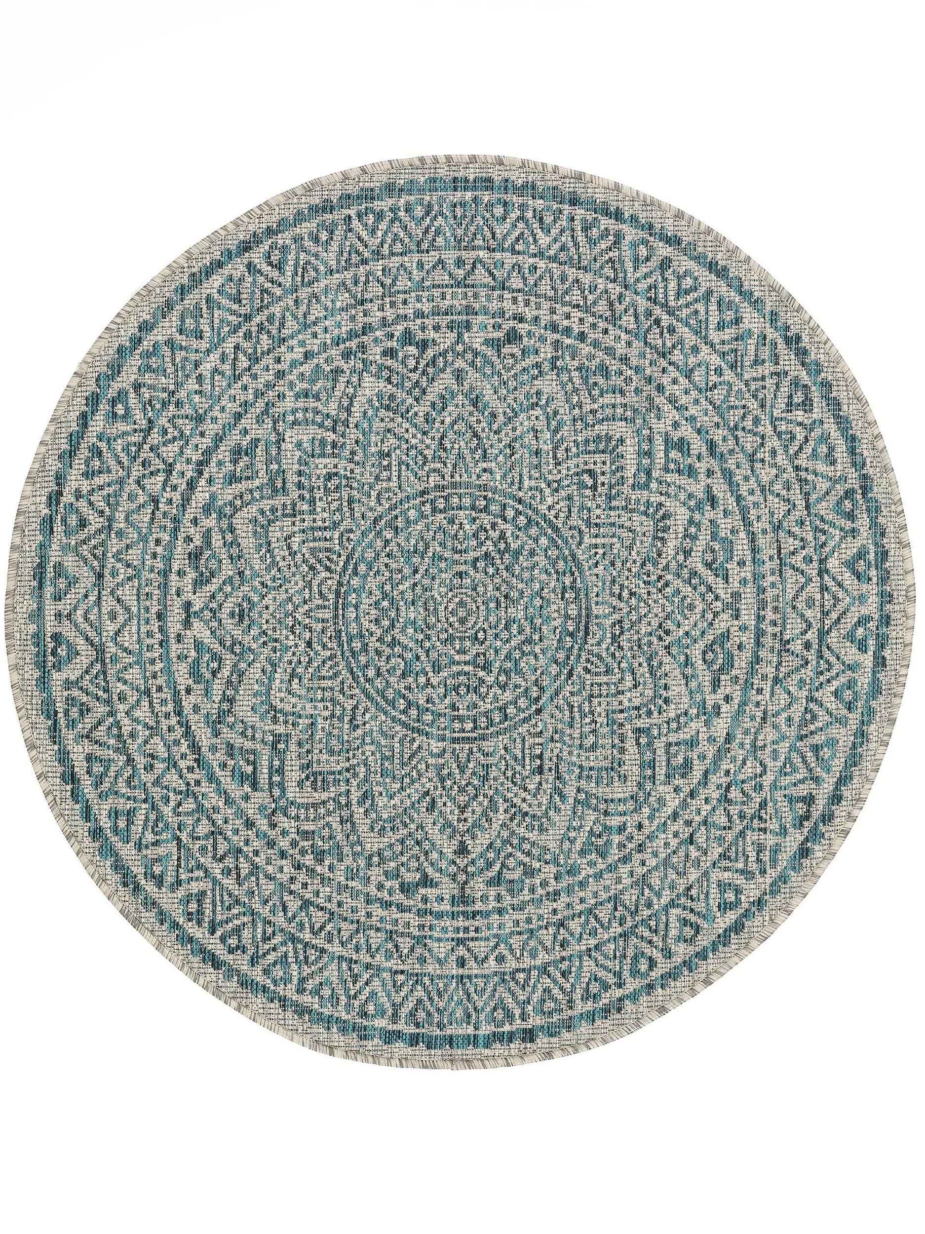 In- & Outdoor Rundteppich Cleo Beige/Blau 60005964-75104 In- & Outdoor Rundteppich Cleo Beige/Blau 60005964-75104