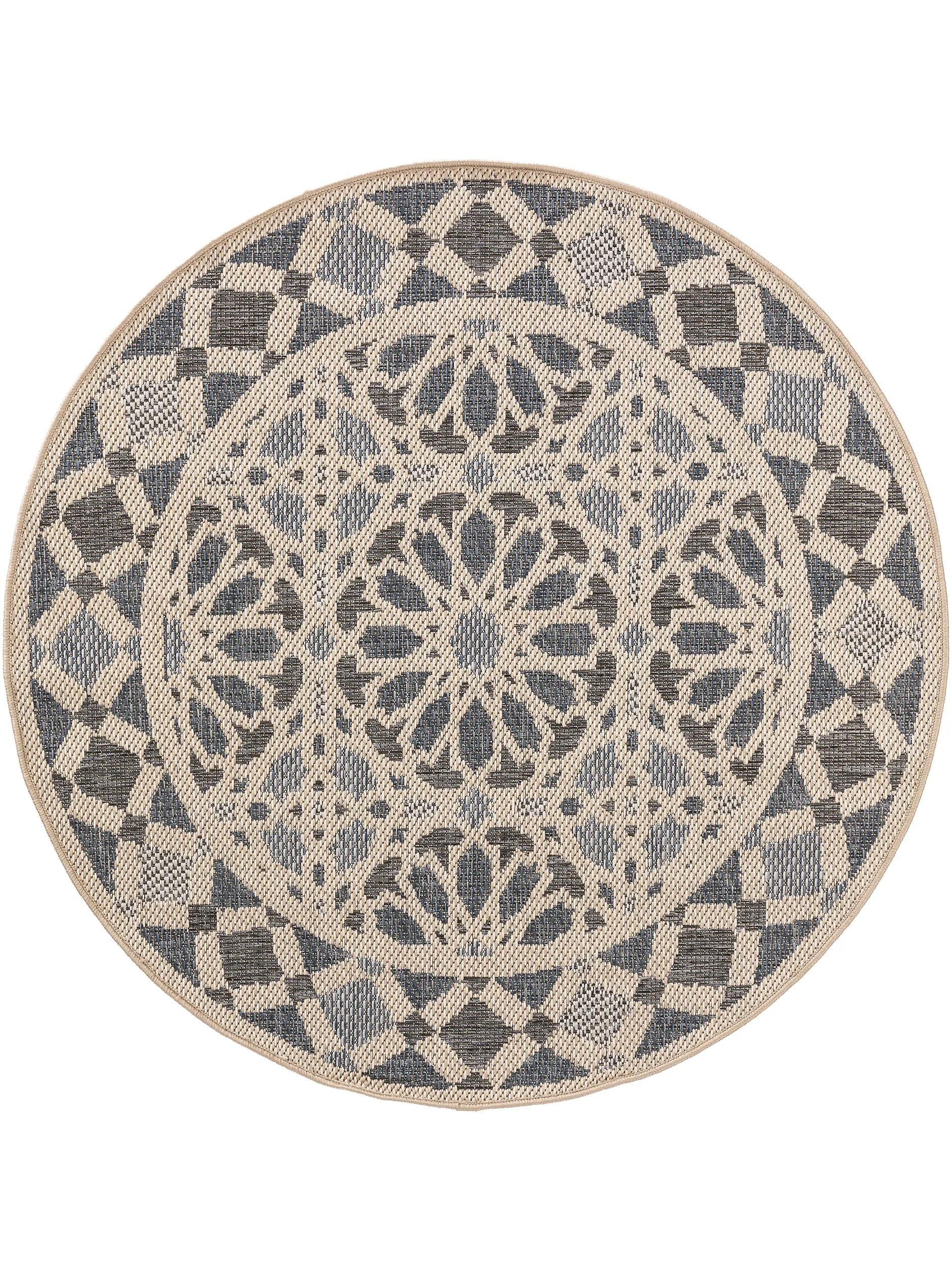 In- & Outdoor Rundteppich River Beige/Blau 60006079-75104 In- & Outdoor Rundteppich River Beige/Blau 60006079-75104